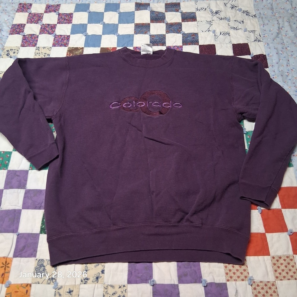 Vintage Colorado Purple Embroidered Crew Neck Sweatshirt Size‎ Large